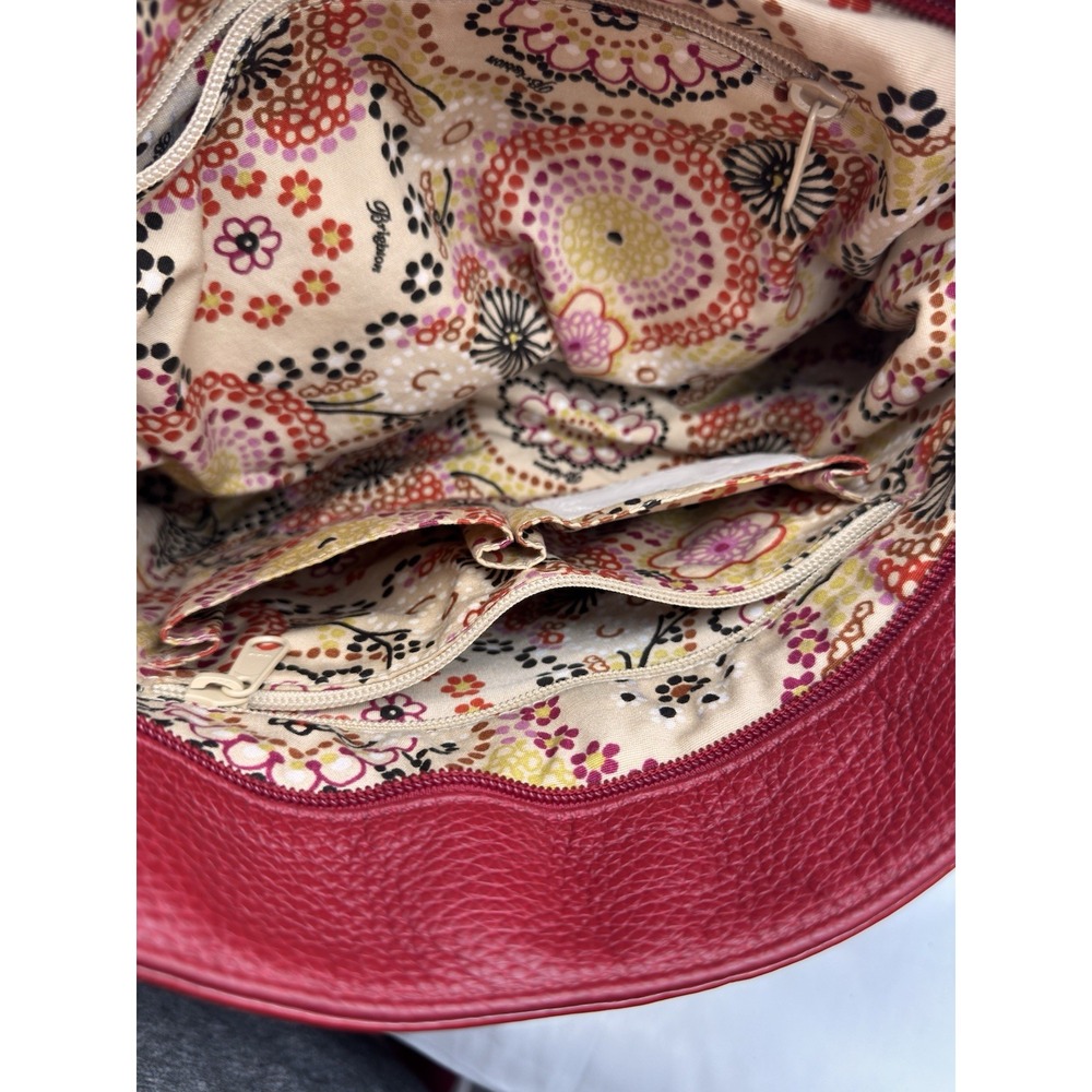 Brighton Straw Raffia Woven Shoulder Bag Purse Red Leather Trim Beach Boho Hobo - Picture 15 of 16
